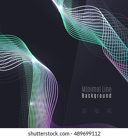 Smoke colorful vector wave on dark background with glowing and effects