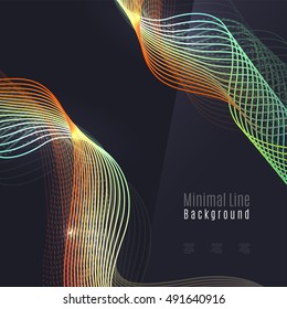 Smoke colorful vector wave on dark background with glowing and effects