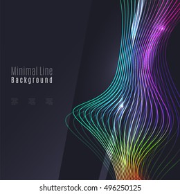 Smoke colorful vector wave on dark background with glowing and effects