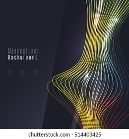 Smoke colorful vector wave on dark background with glowing and effects