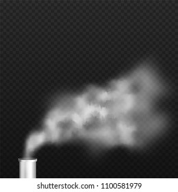 Smoke coming out from an air pipe. Smoke effect on transparent background.