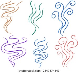 Smoke Crayon Chalk Drawing Vector Set