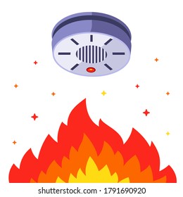 smoke detector against indoor fire. building smoke alarm. flat vector illustration