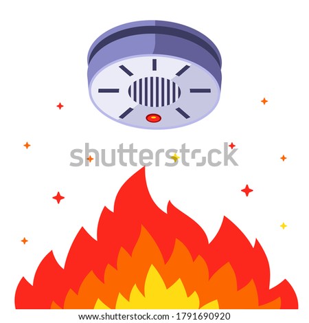 smoke detector against indoor fire. building smoke alarm. flat vector illustration