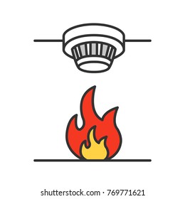 Smoke Detector Color Icon. Fire Alarm System. Isolated Vector Illustration