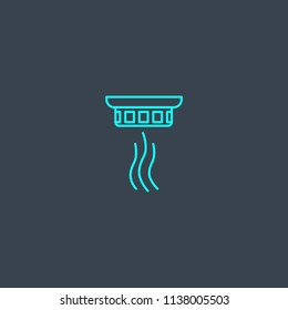 smoke detector concept blue line icon. Simple thin element on dark background. smoke detector concept outline symbol design from Smart home set. Can be used for web and mobile UI/UX