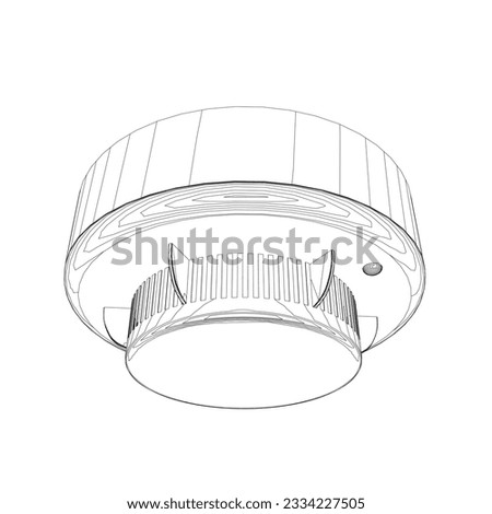 Smoke detector contour. Vector fire smoke carbon monoxide detector alarm, office with sound signal on white isolated background. The style of the drawing is flat. Detector, sensor, detection device