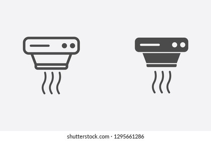 Smoke detector filled and outline vector icon sign symbol