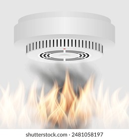 Smoke-Detektor und Feueralarm. Smoke Alarm. Vektorillustration. 