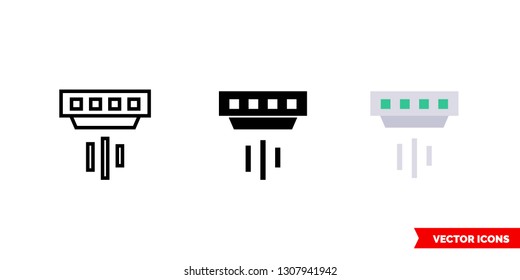 Smoke detector icon of 3 types: color, black and white, outline. Isolated vector sign symbol.