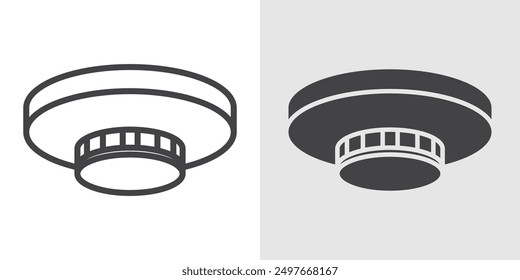Smoke detector icono Negro línea de arte Vector logo conjunto