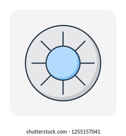 Smoke detector icon for fire alarm system icon, editable stroke.