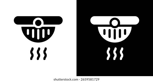 Smoke detector icon in flat black solid vector set
