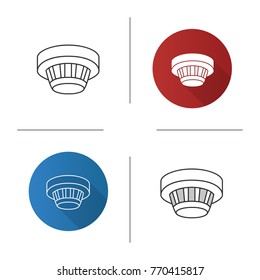 Smoke detector icon  Flat design  linear   color styles  Fire alarm system  Isolated vector illustrations