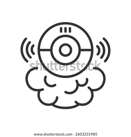 Smoke detector, icon in line design. Smoke detector, smart detector, safety sensor, smoke sensor, fire safety on white background vector. Smoke detector, icon in line design, editable stroke icon