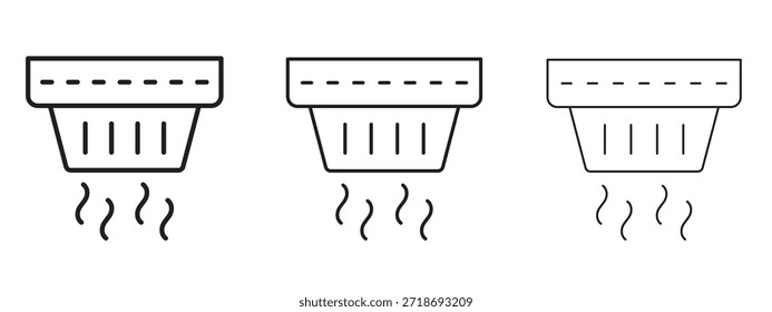 Ícone do detector de fumaça logotipo conjunto de pictogramas preto. linha fina contorno arte.