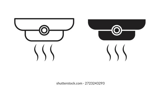 Smoke detector icon outline and solid vector sign, linear pictograms