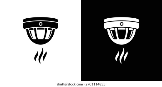 Ícone de detector de fumaça silhueta vetor em cores pretas. estilo de design de logotipo de símbolo plano