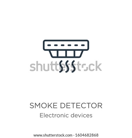 Smoke detector icon. Thin linear smoke detector outline icon isolated on white background from electronic devices collection. Line vector sign, symbol for web and mobile