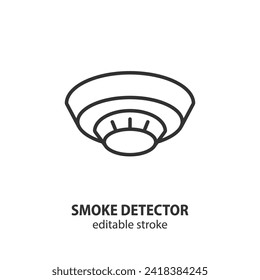 Smoke detector line icon. Firefighting symbol. Editable stroke. Vector illustration.