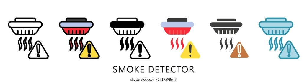 Smoke Detector Multi Estilo Icono Mini Ilustración, Uso Para El Concepto Moderno, Impresión, Ui, Ux Kit, Web Y Desarrollo De App. Vector Relacionado Con Bomberos, Rescate Y Más