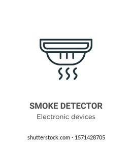 Smoke detector outline vector icon. Thin line black smoke detector icon, flat vector simple element illustration from editable electronic devices concept isolated on white background