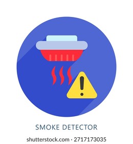 Detector De Smoke Icono Redondeado De Color Plano Mini Ilustración, Uso Para El Concepto Moderno, Impresión, Ui, Kit De Ux, Web Y Desarrollo De App. Vector Relacionado Con Bomberos, Rescate Y Más