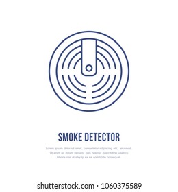 Smoke detector sign. Firefighting, fire safety equipment flat line icon.