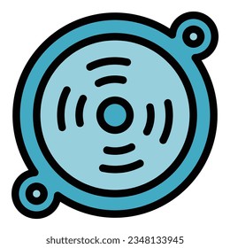 Smoke detector sound icon outline vector. Fire sensor. Home control color flat