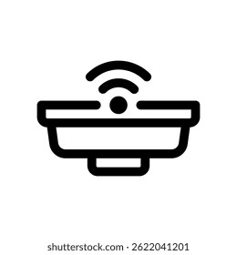 Vector del detector de Smoke para la seguridad contra incendios y la alerta de peligros. Ilustración de alarma montada en el techo. Icono de detección de emergencia para la protección del hogar. Icono de línea