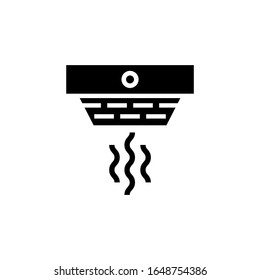 Smoke detector vector icon in black flat shape design isolated on white background