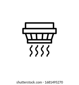 Smoke detector vector icon in linear, outline icon isolated on white background