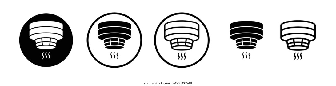 Smoke detector vector icon set in black and white color.
