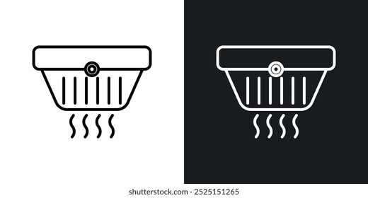 Detector de Smoke en línea delgada color negro. ilustración de símbolos de Vector simple plano.