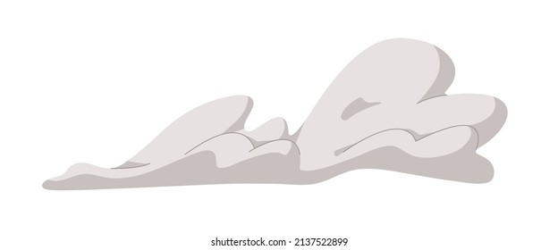 Smoke And Dust Cloud. Gas And Fume Steam. Fast Speed Track. Exhausts Trail, Path Silhouette After Rapid Ride, Chase. Abstract Air, Wind Blow. Flat Vector Illustration Isolated On White Background