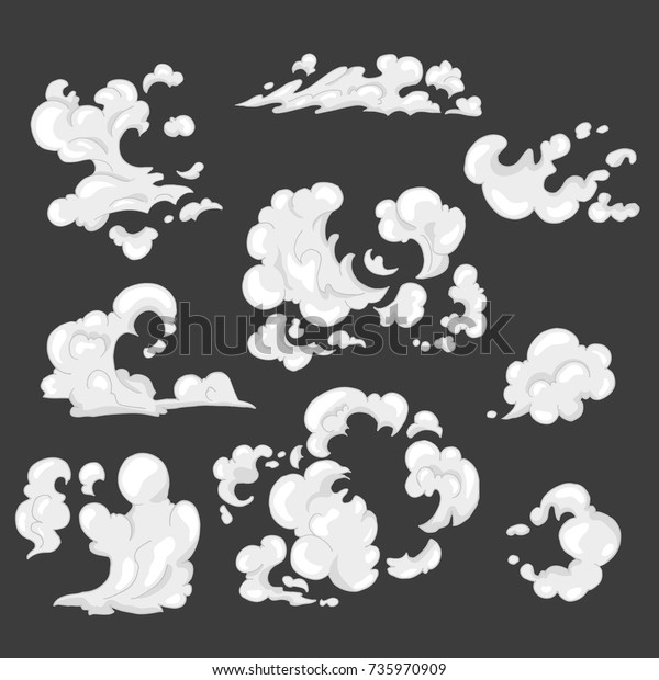 煙と塵雲 手描きのイラストのセット のベクター画像素材 ロイヤリティフリー