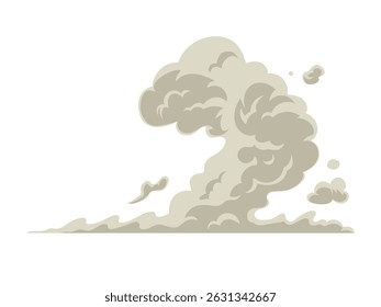 Smoke, dust and gas clouds after the explosion, intense exhaust smoke