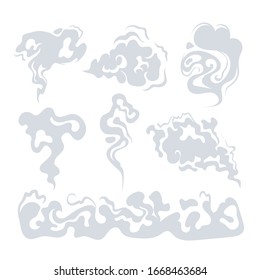 Smoke Dust Steam Isolated Set. Vector Flat Graphic Design Illustration