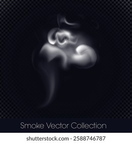 Smoke, smoke of e-cig, mist, fog, gas, Steam or cloud of smoke isolated Vector (EPS) Illustration on transparent background