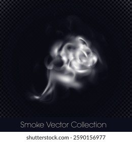 Smoke, smoke of e-cig, mist, fog, gas, Steam or cloud of smoke isolated Vector (EPS) Illustration on transparent background