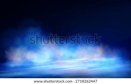 Smoke effect. Abstract technology futuristic neon glowing blue and pink light lines with speed motion blur effect on a dark blue background.