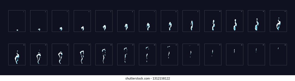 Smoke effect  Animation. Animation of smoke. Sprite sheet for games, cartoon or animation.