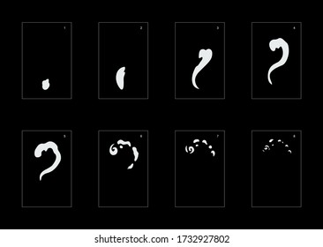 Smoke effect. Smoke animation sprite sheet. Classic smoke effect animation for game or cartoon or animation. Vector style smoke animation effect 1619.