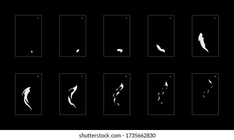 Smoke effect. Smoke animation sprite sheet. Classic smoke effect animation for game or cartoon or animation. Vector style animation effect 1673.