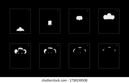 Smoke effect. smoke animation sprite sheet. classic smoke effect animation for game or cartoon or animation. vector style animation effect 1739.