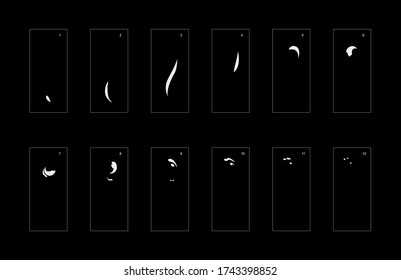 Efecto humo. hoja de cálculo de animación de humo. animación clásica con efecto humo para juegos, dibujos animados o animaciones. efecto de animación de estilo vectorial 1847.