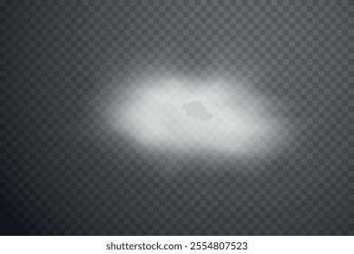 Smoke effect background. Realistic decorative fog in the air, vapor, creeping smoke puff. Layout of cloudy smog. Transparency vector illustration.