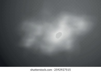 Smoke effect background. Realistic decorative fog in the air, vapor, creeping smoke puff. Layout of cloudy smog. Transparency vector illustration.