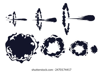 Conjunto aislado de silueta negra con efecto Smoke. Ilustración de Diseño gráfico de Vector