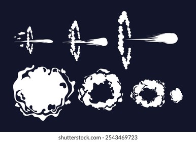 Smoke effect black silhouette isolated set. Vector graphic design illustration